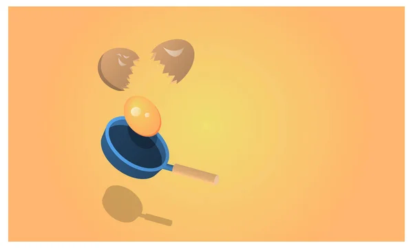 Розбиті Яйця Жовток Сковороді Концепція Приготування Яєць — стоковий вектор