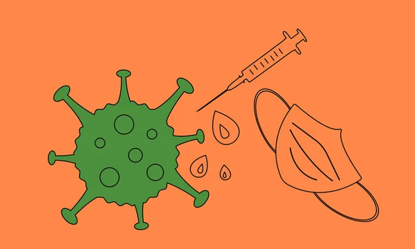 Virus Infectie Concept Bacterievirus Een Spuit Met Een Vaccin Een — Stockvector