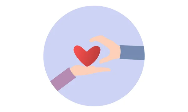 Vektorillustration Des Herzsymbols Zwei Hände Halten Ein Herz — Stockvektor