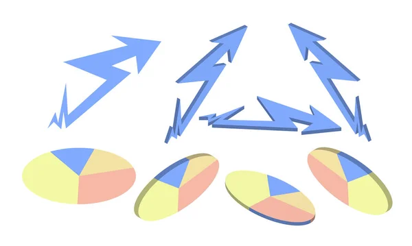 プロジェクトのベクトル図 抽象的な幾何学的多色の図と矢印 — ストックベクタ