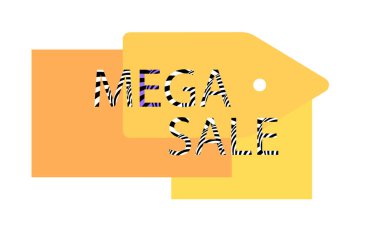Web, mobil uygulama, afişler, etiketler, kapaklar, kartlar için mega satış afişi vektör çizimi,