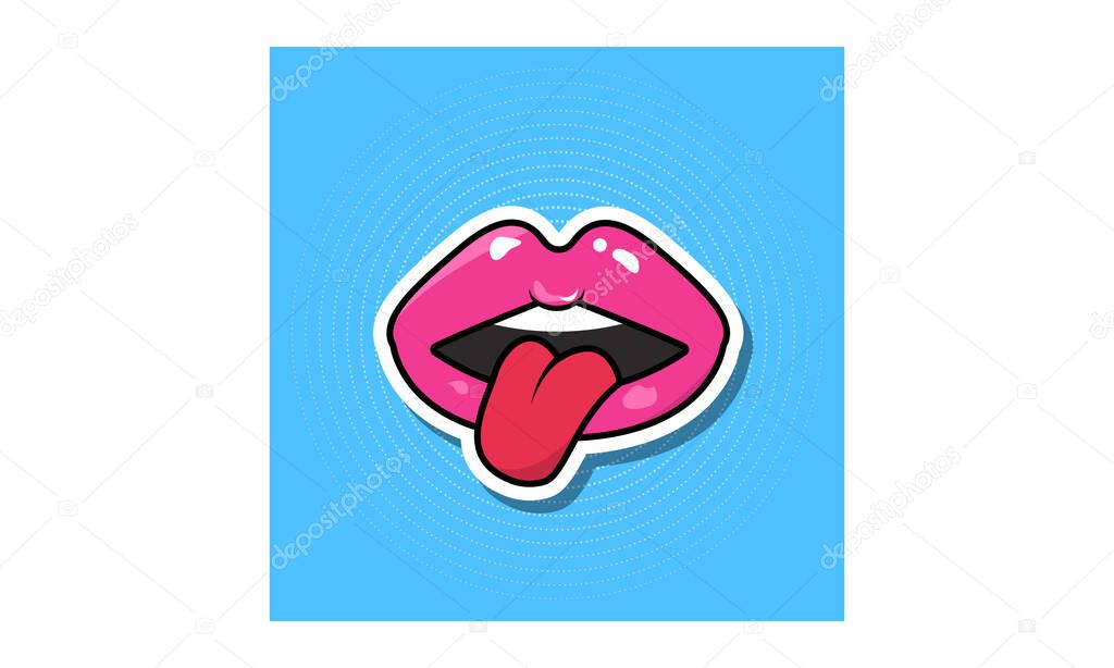 mouth with the tongue out of pop art style vector illustration design
