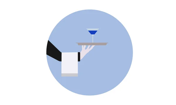 Main Serveur Tient Plateau Cocktail — Image vectorielle