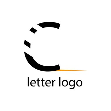 siyah harf C ve turuncu parlak ok modern logo tasarım için
