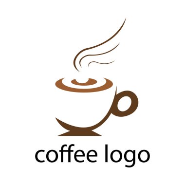 Kahverengi kahve fincanı ve tasarım için kokulu buhar logosu.