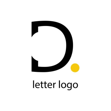 D harfi logosu parlak turuncu nokta modern tasarım.