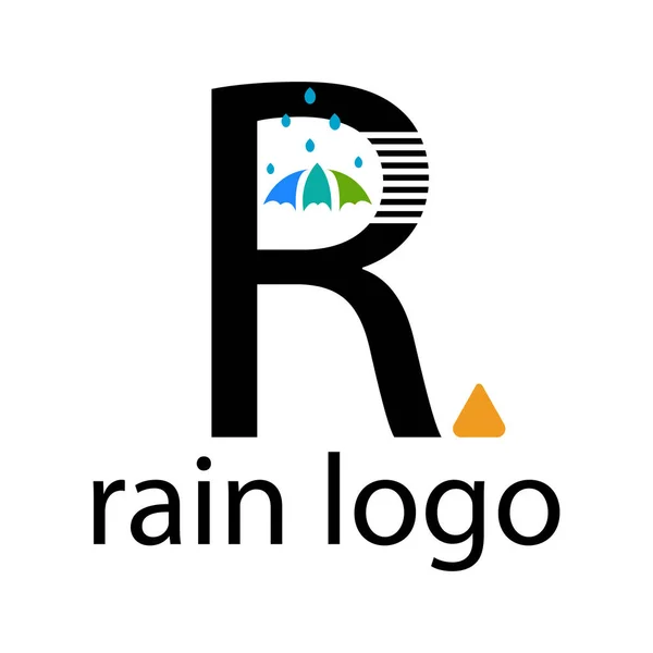 Beyaz Zemin Üzerinde Yağmur Şemsiye Bulunan Harfi Logosu — Stok Vektör