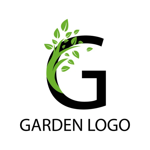 Litera Logo Zielonym Drzewem Koncepcja Przyrody Ogrodnictwa — Wektor stockowy