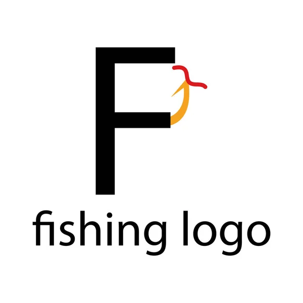 Letra Logo Con Anzuelo Pesca Cebo — Archivo Imágenes Vectoriales