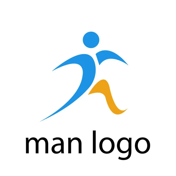 Beyaz Arka Planda Mavi Turuncu Adam Logosu Çalışıyor — Stok Vektör