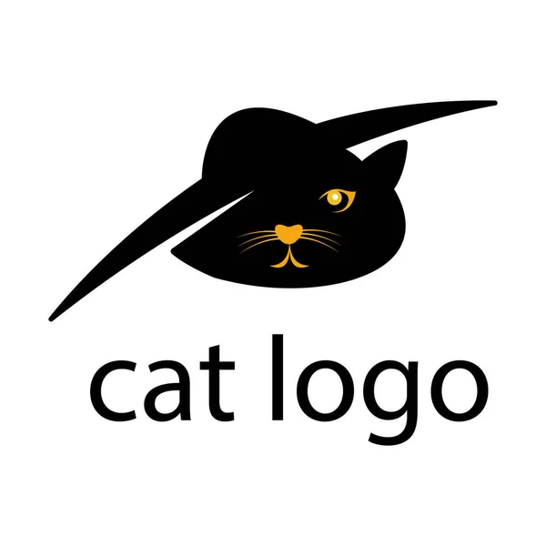 Muselière Chat Noir Dans Chapeau Logo Pour Concept Conception Des — Image vectorielle