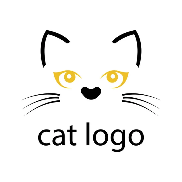 Turuncu gözlü, bıyıklı bir kedinin logosu.