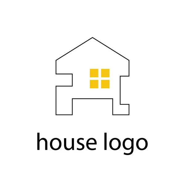 Casa Logotipo Estilo Minimalismo Com Janela Laranja Brilhante — Vetor de Stock