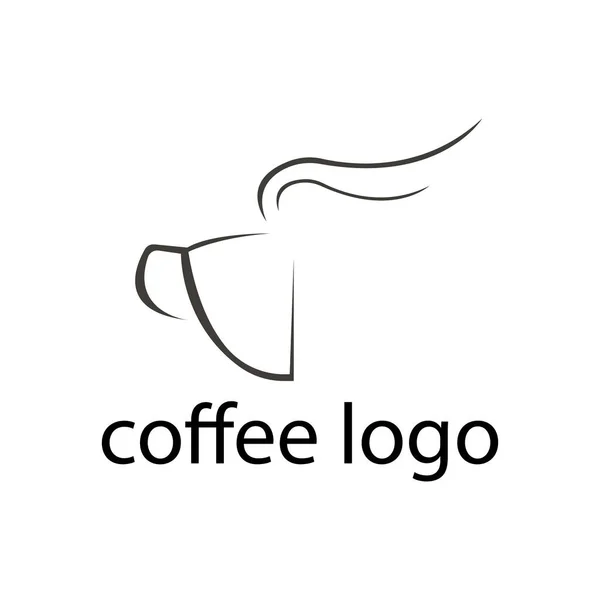Koffie Logo Half Kopje Geurige Stoom — Stockvector