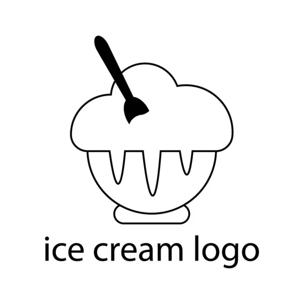 Ice Cream Spoon Logo Minimalism Style Cold Dessert Concept — Stock Vector