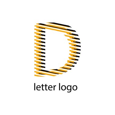siyah ve turuncu harfli D logosu modern tasarım