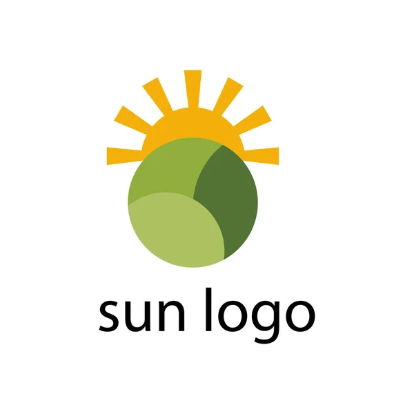 Логотип Солнце Зеленые Поля Концепции Сельского Хозяйства Природы — стоковый вектор