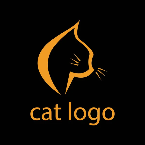 Logo Tête Chat Sur Fond Noir Concept Animaux Domestiques — Image vectorielle