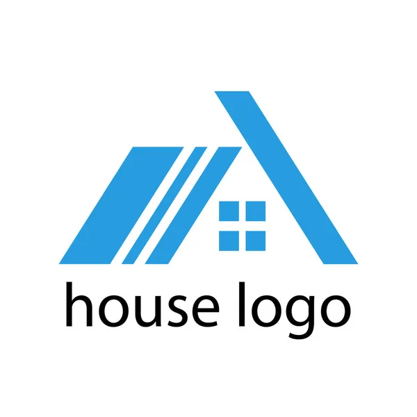 Logotipo Azul Casa Con Ventana — Vector de stock