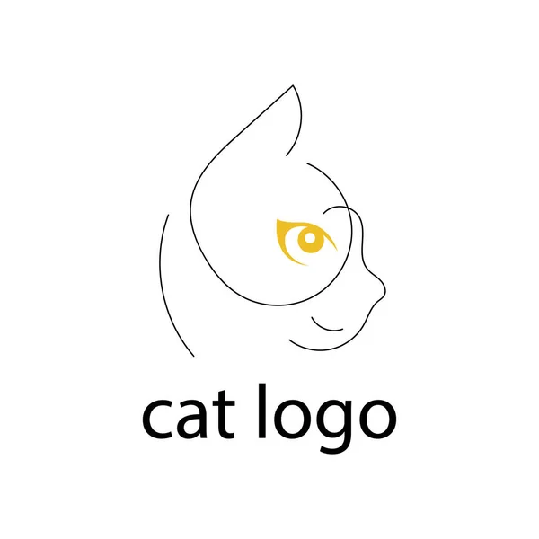 Logo Twarzy Kota Profilu Jasnopomarańczowym Okiem — Wektor stockowy