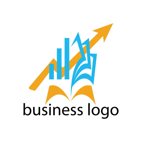 Business Logo Boek Met Groei Grafiek Pijl Succes Concept — Stockvector