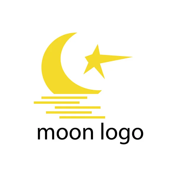 Logo Luminoso Luna Stella Sfondo Bianco — Vettoriale Stock