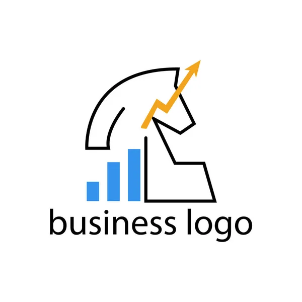 Business Logo Chess Knight Growth Graph Concept Successful Strategy — Stock Vector