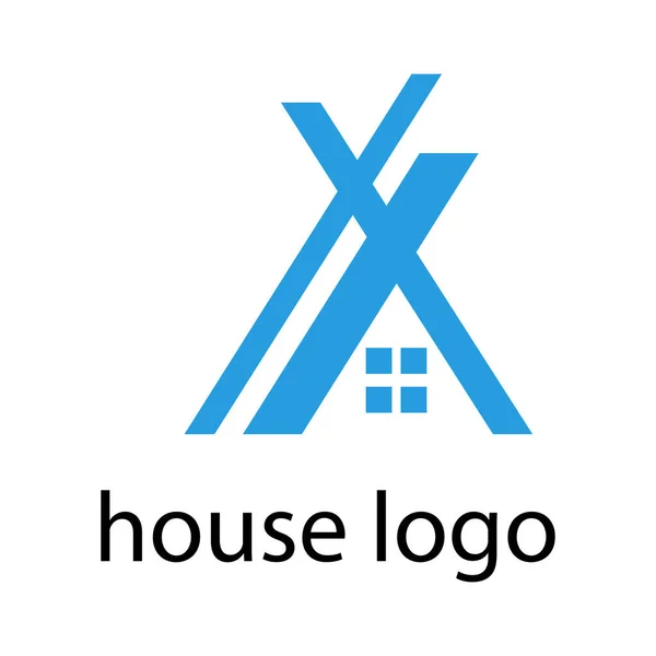 Casa Logotipo Com Janela Telhado Triangular — Vetor de Stock