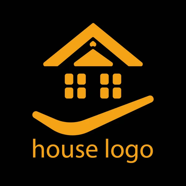 Logotipo Casa Laranja Fundo Preto Conceito Arquitetura —  Vetores de Stock