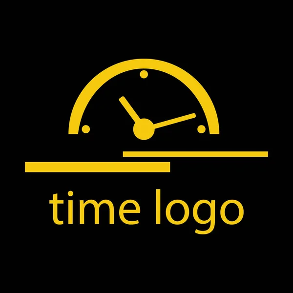 Logotipo Relógio Laranja Brilhante Fundo Preto —  Vetores de Stock