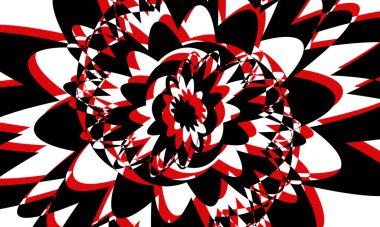 Beyaz arka planda kırmızı-siyah desen yakın plan modern operasyon sanatı