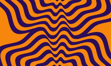 turuncu arkaplanda mor dalgalı çizgi deseni