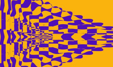 Turuncu arkaplan duvar kağıdındaki operasyon sanatı tarzında orijinal mor desen tasarım için