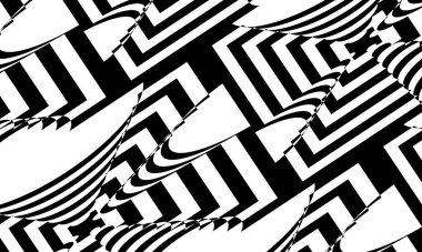 Siyah ve beyaz soyut arkaplan ve operasyon sanatında fantastik desenler.