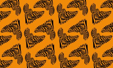 Turuncu arkaplan duvar kağıdındaki operasyon sanatı tarzında soyut siyah desenler tasarım için