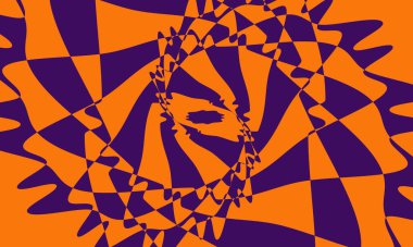 Turuncu arka planda operasyon sanatında kıvrımlı mor desen