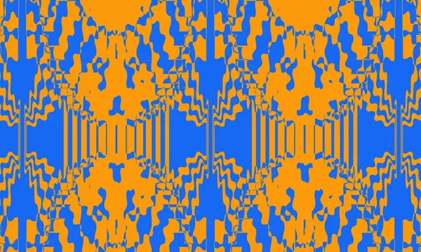 Blauw Oranje Behang Met Creatieve Patronen Art Style Gouden Seizoen — Stockvector