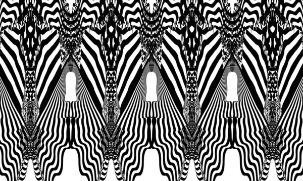 Motifs Noirs Originaux Avec Des Rayures Ondulées Créant Une Illusion — Image vectorielle
