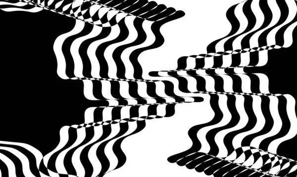 Schwarze Wellenmuster Art Stil Auf Weißem Hintergrund — Stockvektor