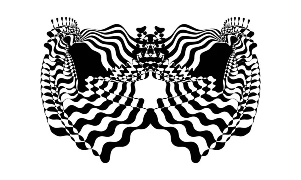Чорний Візерунок Хвилястими Візерунками Створюють Оптичну Ілюзію Творчих Дизайнів — стоковий вектор