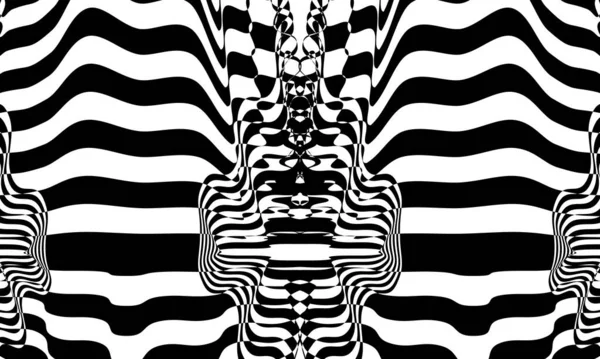 Patrón Negro Art Estilo Fascinante Ilusión Óptica Diseño Creativo — Archivo Imágenes Vectoriales