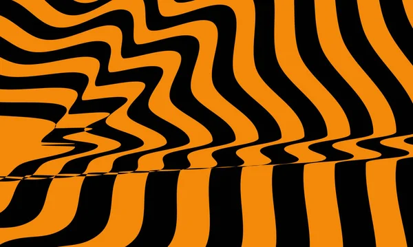 黑色波浪形线条在橙色背景上造成光学错觉 — 图库矢量图片