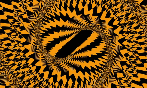 Black Pattern Twist Effect Fantastic Optical Illusion Orange Background — Stock Vector