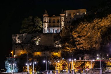 Night view of the Mezzacapo castle in Maiori along the Amalfi coast, Campania - Italy
