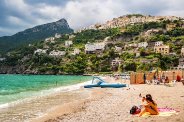 View from the beach of Vietri sul Mare along the Amalfi Coast.18 June 2018 Vietri sul Mare, Campania - Italy