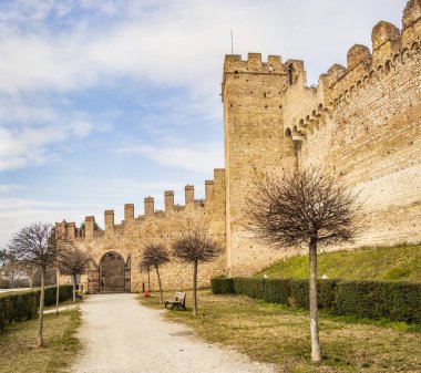 Cittadella 'nın ortaçağ duvarlarına bakın. 24 Şubat 2019 Cittadella, Padua ili - İtalya