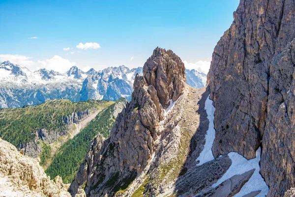 Misurina, Veneto yakınlarındaki Dolomite dağlarının manzarası - İtalya