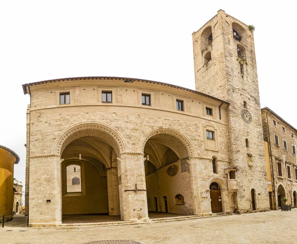 Vista Del Antiguo Palacio Con Bandera Medieval Pueblo Narni Junio —  Fotos de Stock