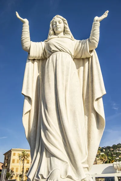 View Statue Madonna Port Santa Margherita Ligure August 2019 Santa — Stock Photo, Image