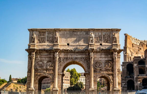 Vista Sobre Arco Constantino Roma Perto Coliseu Lácio Itália — Fotografia de Stock